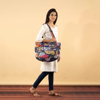 Rajasthani Embroidered Shoulder Bag, Pure Cotton Shoulder Bag With Handmade Beautiful Patchwork
