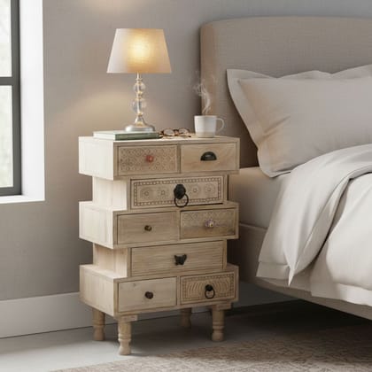 Wooden Bedside Table 8 Drawers Living Room Furniture