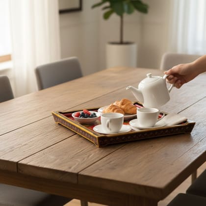 Hand-Painted Traditional Wooden Decorative Tray