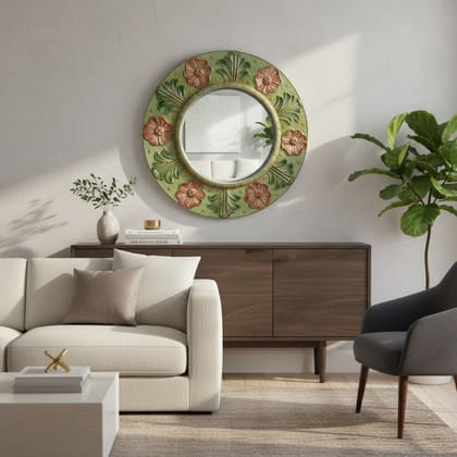 Wood Handicraft Mirror,Home Decors Jharokha-Darpan,Bedroom Mirror,Beautiful Dressing Room Wall Darpan