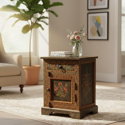 Handicraft Painted Wooden End Table | Home Decors Furniture Side-board