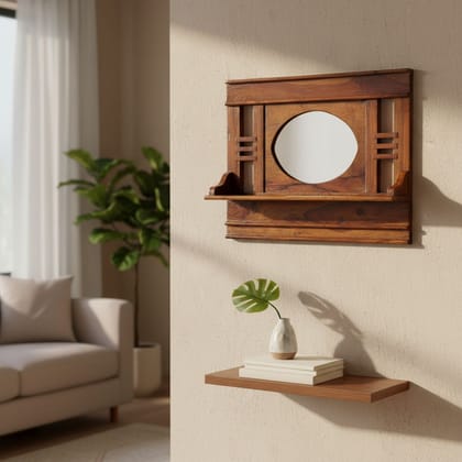 Wooden Wall Mirror Decor-Indian Bedroom Mirror Frame Decor