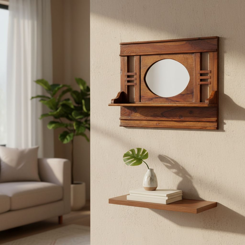 Wooden Wall Mirror Decor-Indian Bedroom Mirror Frame Decor