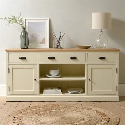 Wooden Sideboard with Shelves and Drawers