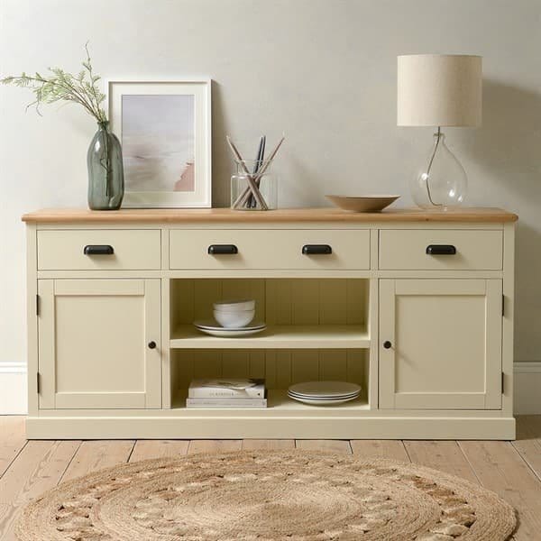 Wooden Sideboard with Shelves and Drawers