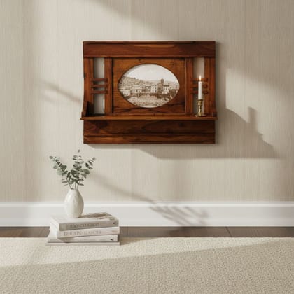 BAANMATA INTERNATIONAL Wooden Beautiful Table Decors Mirror Cum Photo Frame, Living Room Decors Picture Holder Frame, Amazing Design Handicraft Photo Holder Stand, Decorative Photo Frame