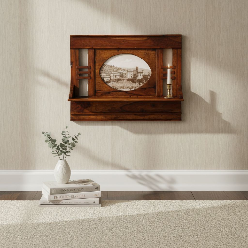 BAANMATA INTERNATIONAL Wooden Beautiful Table Decors Mirror Cum Photo Frame, Living Room Decors Picture Holder Frame, Amazing Design Handicraft Photo Holder Stand, Decorative Photo Frame