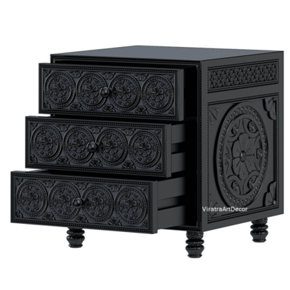 Wooden Drawer Sideboard Color Black | Storage Cabinet