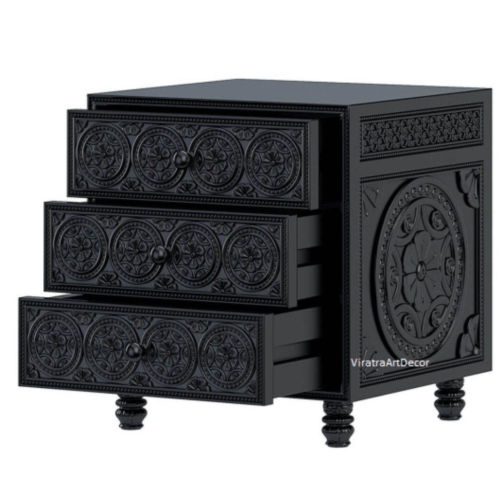 Wooden Drawer Sideboard Color Black | Storage Cabinet