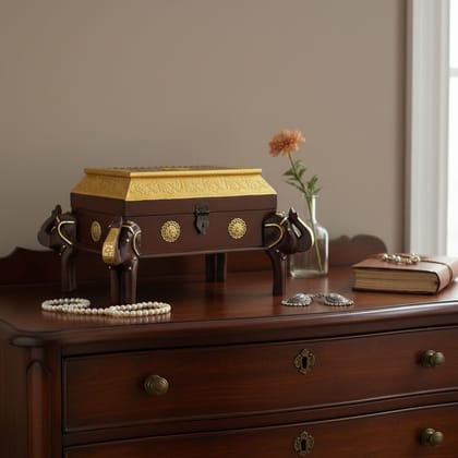 Handmade Wooden Jewelry Box Elephant Shaped