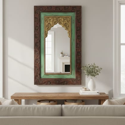 Wood Framed Mirror Bathroom & Living Room