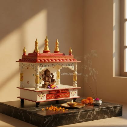 Wooden Indian Temple Painted Wall Decor