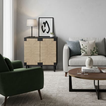 Wood & Seagrass Storage Cabinet