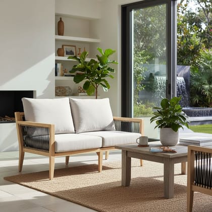 Outdoor Solid Wood Patio Sofa