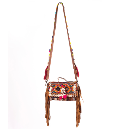 Handicrafted Cotton Bohemian Embroidered Fringe Sling Bag