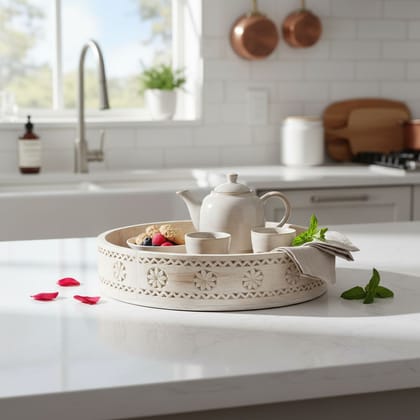 Wooden Carved Serving Tray-Kitchen Decors Handicraft Tray