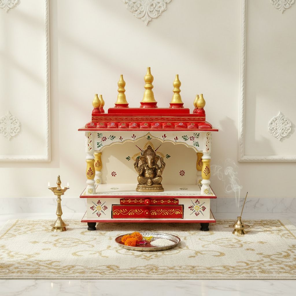 Wooden Indian Temple Painted Wall Decor