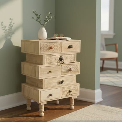 Wooden Bedside Table 8 Drawers Living Room Furniture