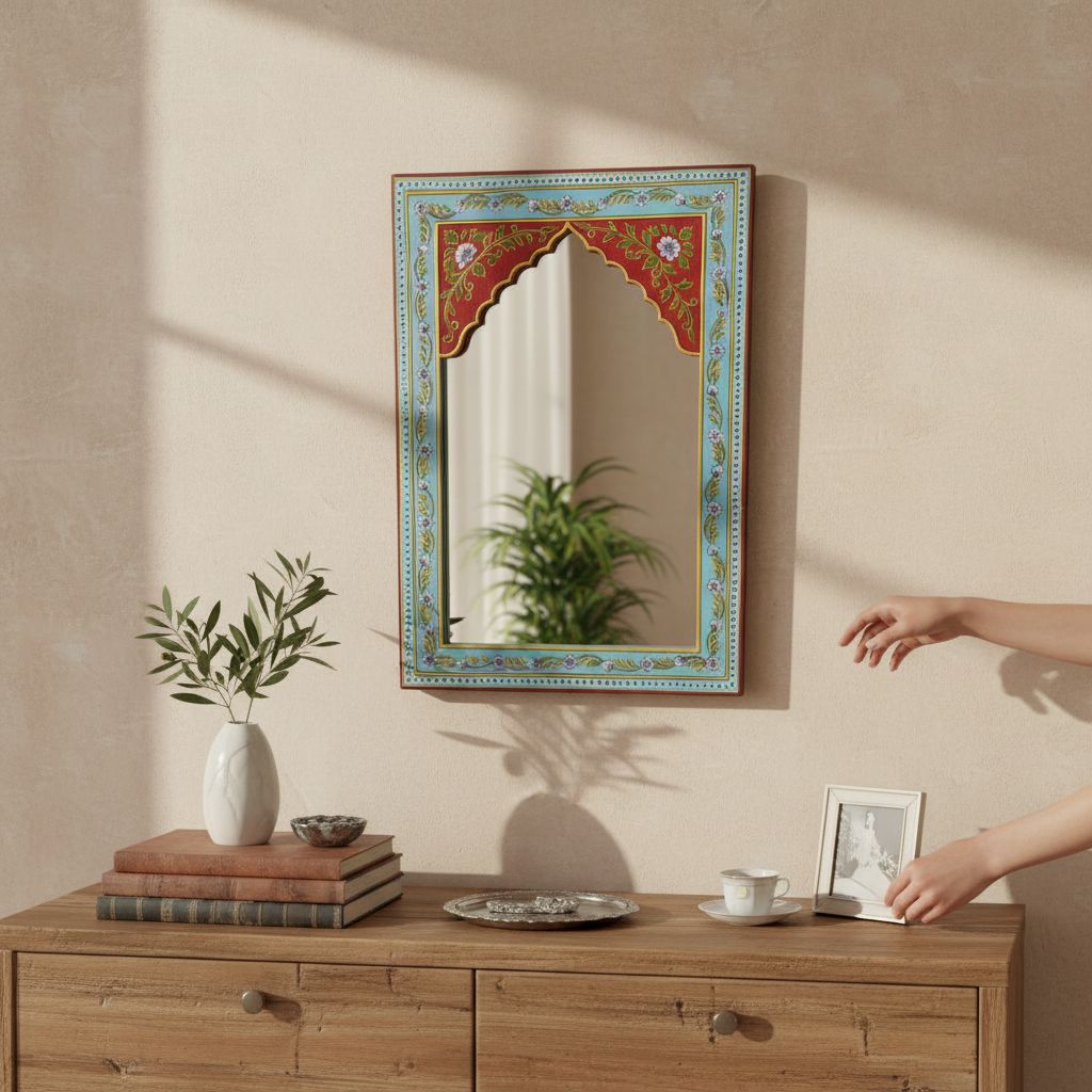 Wooden Painted Wall Glass Mirror