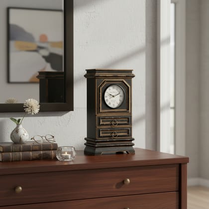 VMAntique Decor Wooden Showpiece Analog-Clock,Table Decors Analog-Clock for Home/Office,Handicraft Analog-Clock