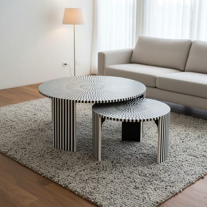 Bone Inlay Coffee Table | Cocktail Table | Central Side Table | Dining Table Setof2