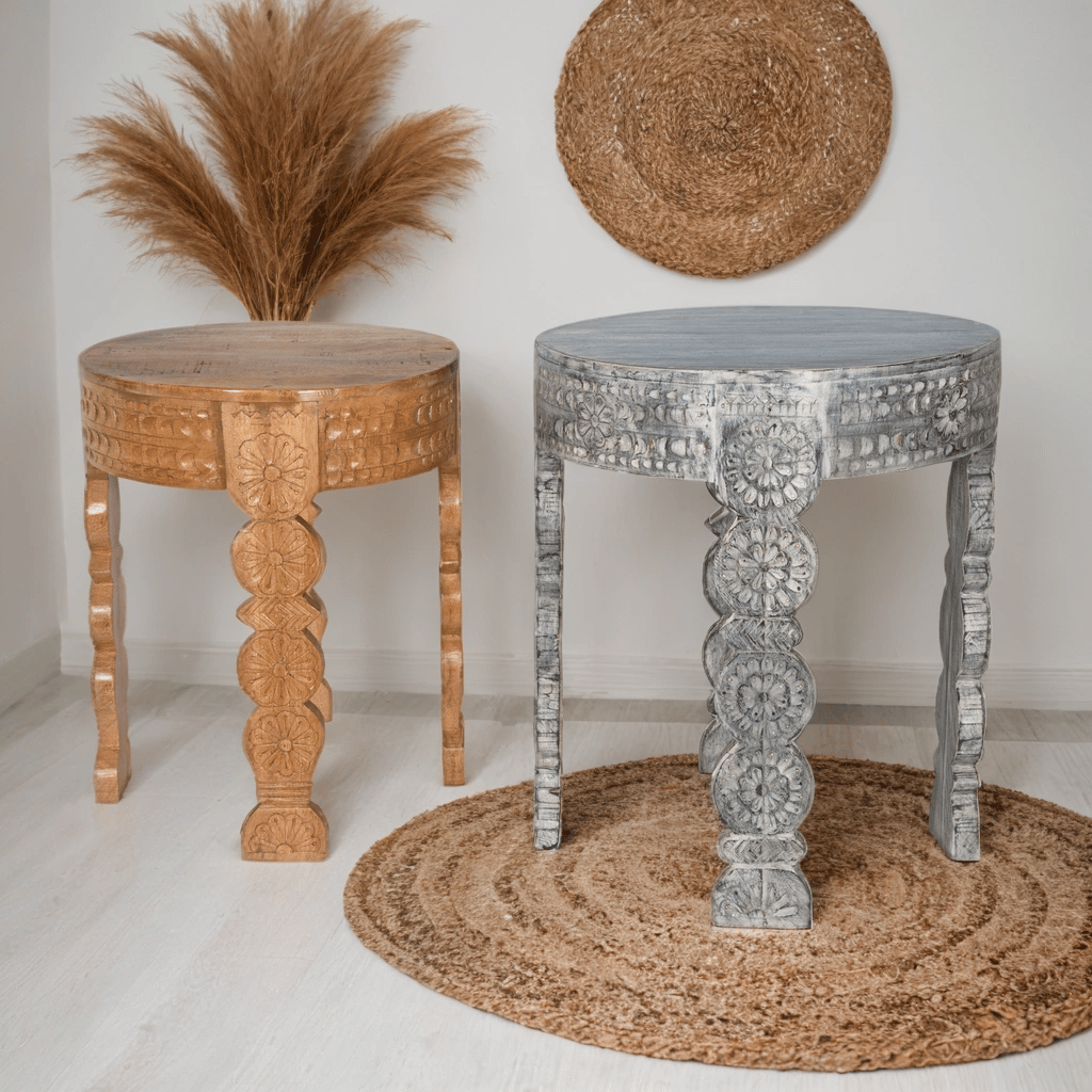 Wooden Carved Coffee Table Set of 2 | Home Decor Furniture