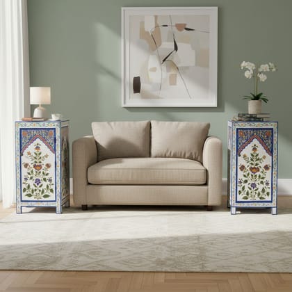 Wooden Painted Bedside Cabinet Storage Set of 2