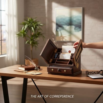 Wooden Letter Box for Storage | Desktop Organizer