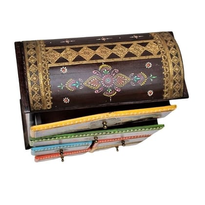 Hand Painted Wood Small Desk Drawer Side Cupboard Decor