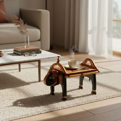 Handicraft Pooja-Room Table, Wooden Luxurious Buddha-Painted Table, Home Living Decorative Showpiece-Table