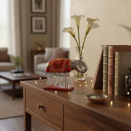 Metal Hanging Bell Elephant with Embossed Work (10 Bell Elephant),Handicraft Roof-Hanging Showpiece Sound-Bells,Multicolor Painted Hanging Elephant-Bells