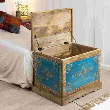 Wooden Painted Trunk Beautifull Storage Side Box