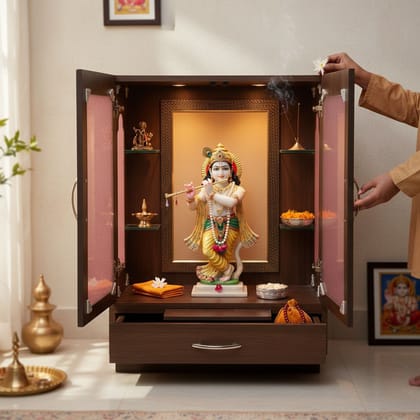 Wooden Handicraft Wall-Hanging Temple-Mandir