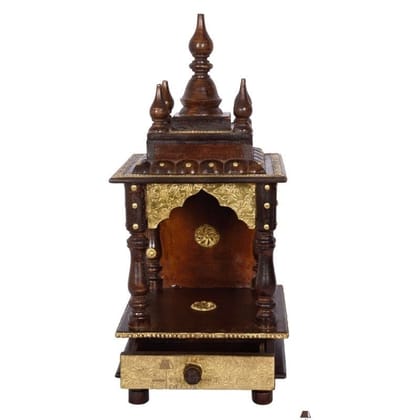 Beautiful Brass Indian Wooden Pooja Stand Temple-Hindu mandir