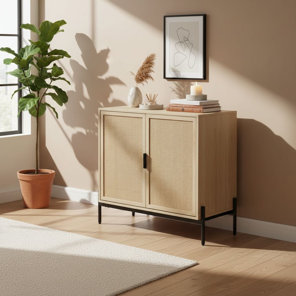 Rattan & Light Storage Cabinet