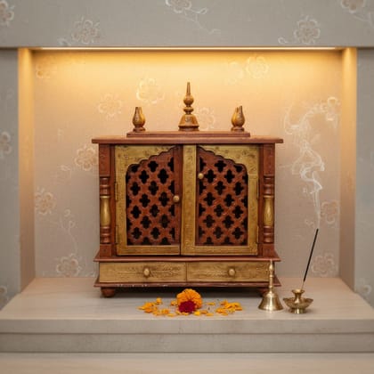 Beautiful Handmade Copper Indian Wooden Temple