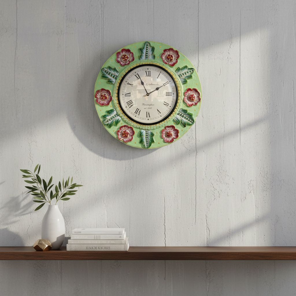Hand Carved Wooden Wall Clock-Bettery-Clock