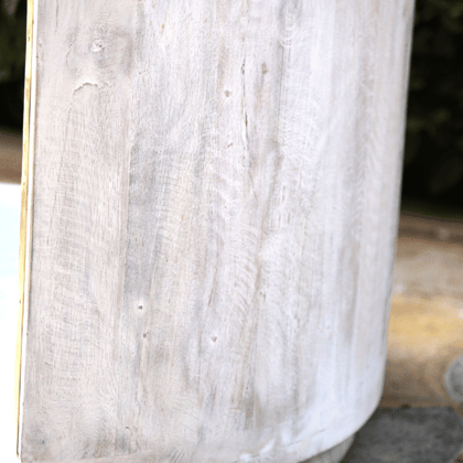 Wooden Round Drum Glass Coffee Table-Side Table Furniture