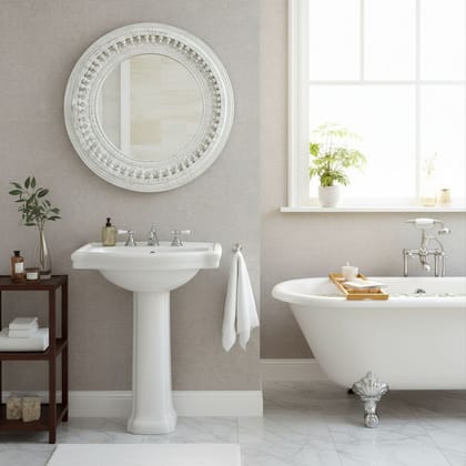 Green Upholstered Accent Chair with Round Side Table