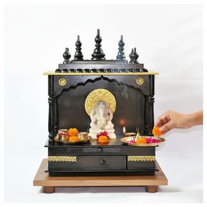 Handicraft Brass Embossed Wall-Temple, Carved Toran-Open Mandap Wooden Temple, Pooja-Room Decors Desk-Temple, Gift-Temple for Anniversery-Farewall-Retirement