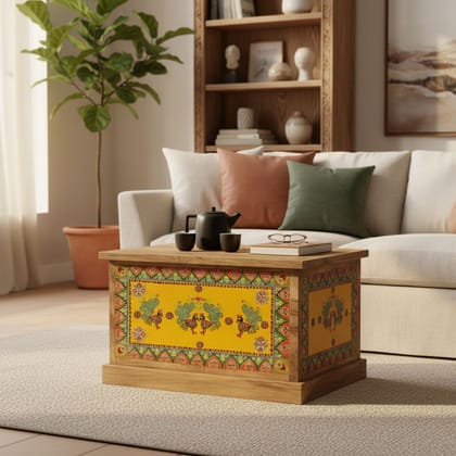 Painted Wooden Storage Box Coffee Chest Box Decor