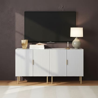 Fluted TV Console-Dual Cabinet Set