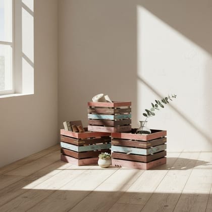 Wooden Crate Box In Set Of 3 | Home Decors Storage Box