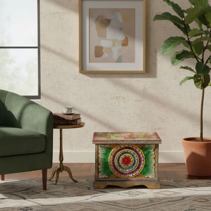 Wooden Painted Central Side Trunk Storage Box-Side Box