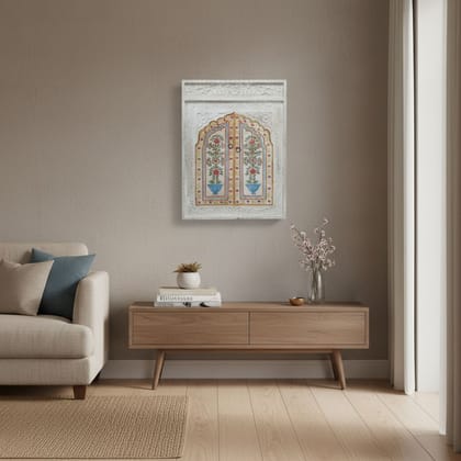 Wood Wall Hanging Painted Carved Mirror