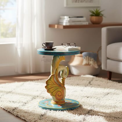 BAANMATA INTERNATIONAL Handcrafted Luxurious Duck Design Coffee Table, Wooden Painted Coffee Table Cum Cocktail Table, Bedroom Decors Lamp-Table