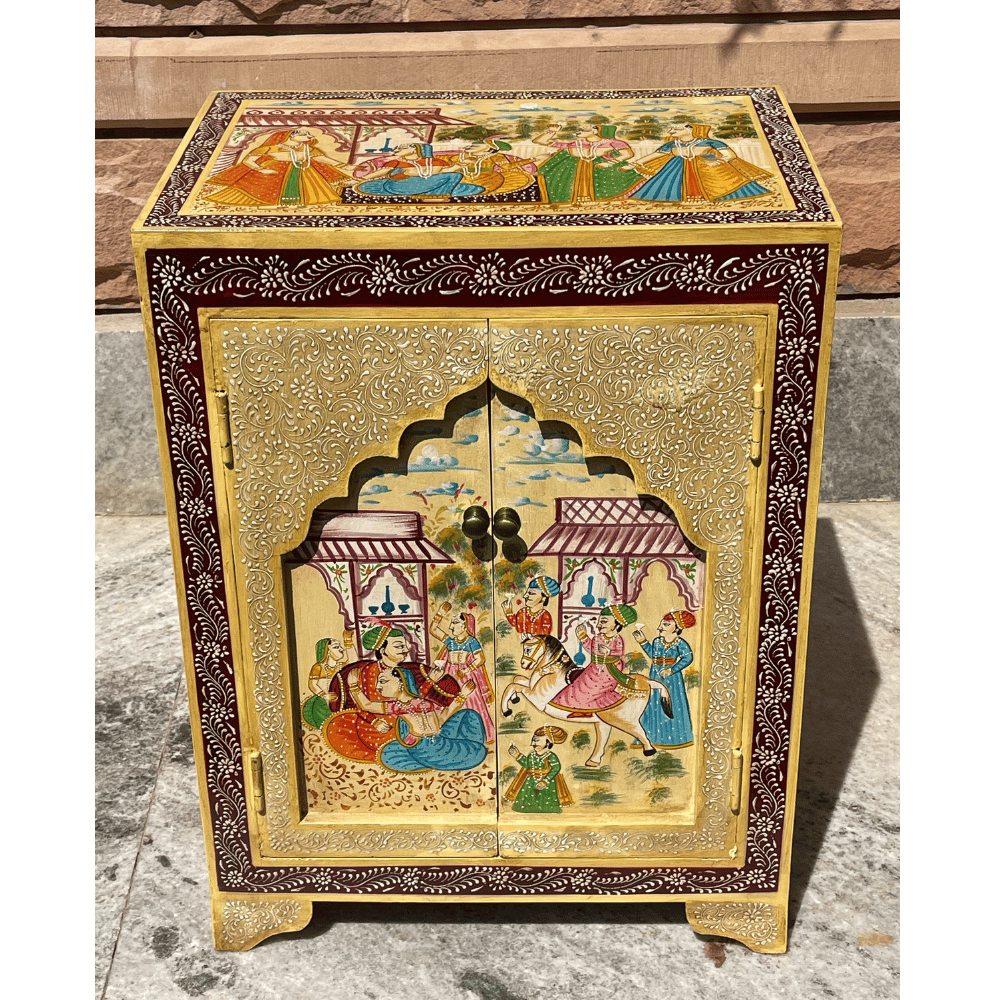 Wooden Royal-Painted Bedside-Storage Cabinet