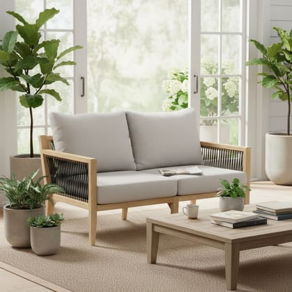 Outdoor Solid Wood Patio Sofa