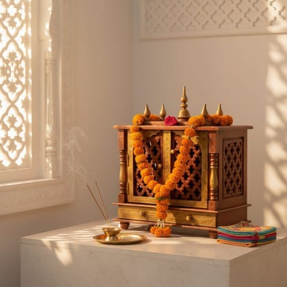 Beautiful Handmade Copper Indian Wooden Temple
